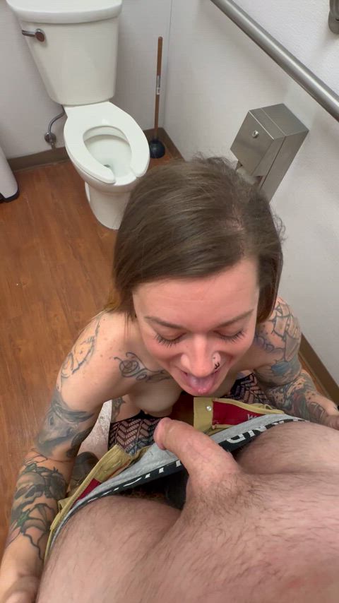 Someone knocked on the door and scared the dick out of my mouth. Didn't stop us though