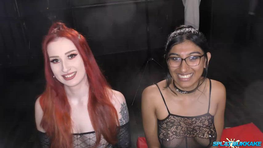 Outstanding bukkake session for stunning Gigi Rouge and super cumslut Desi Mouse