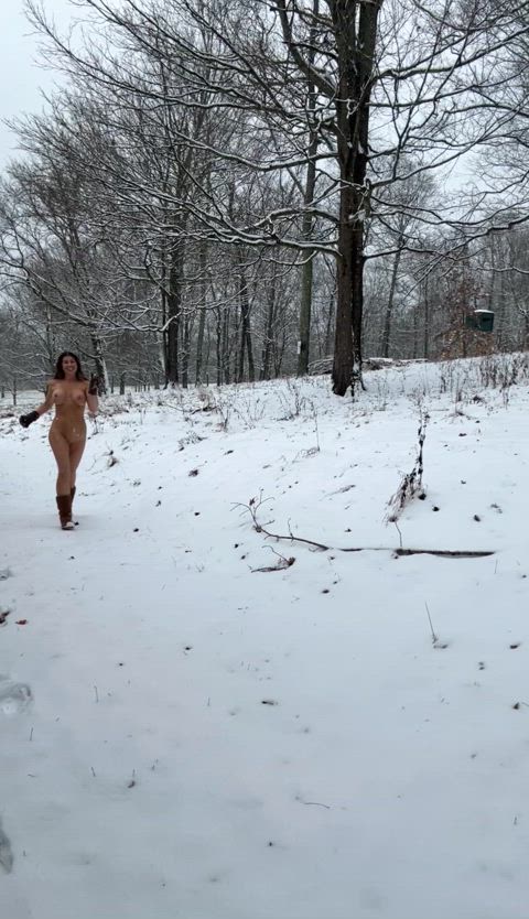 your little naked bunny having fun in the snow