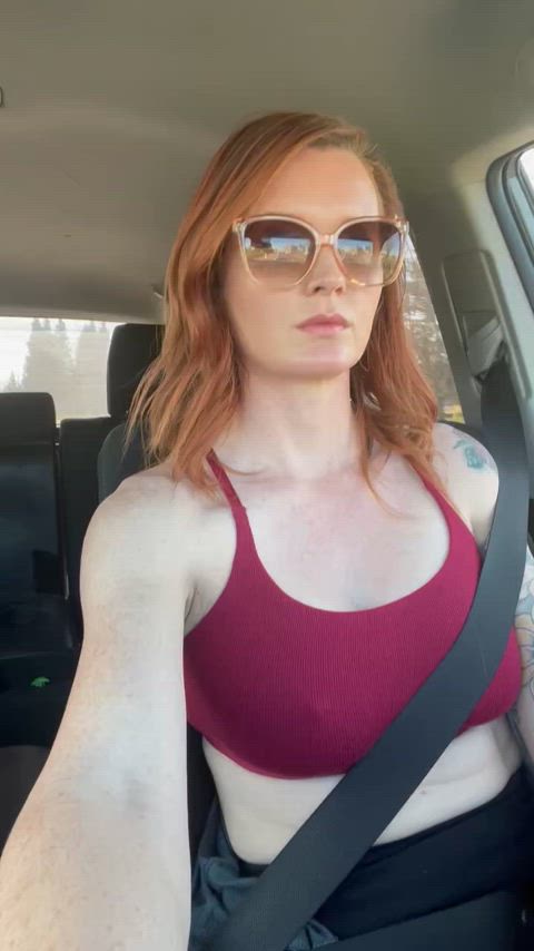 Can’t help flashing my tits as I’m driving. 