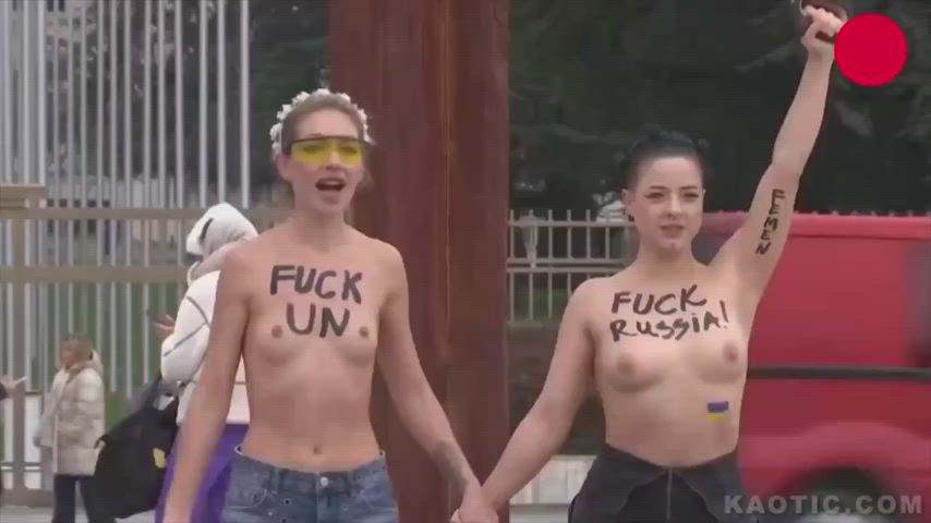 Topless Ukrainian Protesters Take on Russia & the UN in Geneva✊.........You Heard it Here First on Asmodeus News 📰🗞🕴