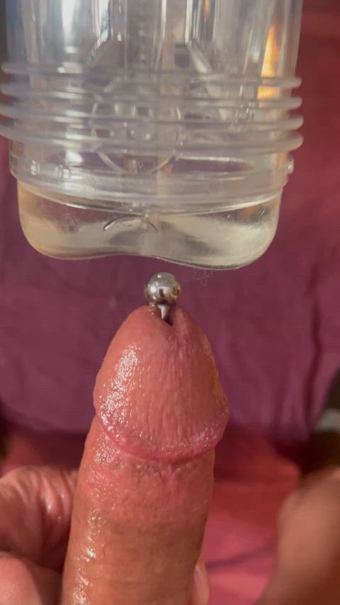 My Pierced Cock Penetrating My Ice Butt