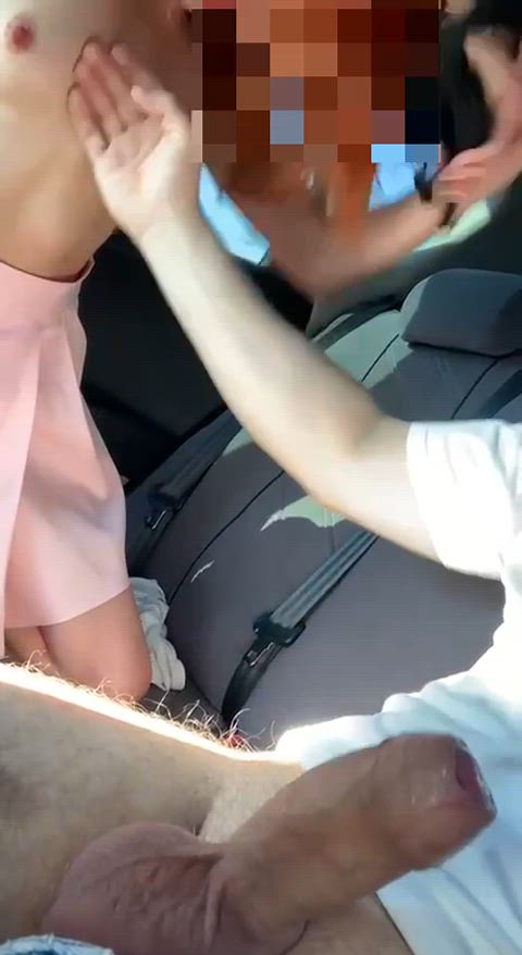 Greedily taking my lover's cock in my mouth right in the car while my cuckold waits at home, knowing his wife is with another man. He craves it, but only sees it in his dreams...