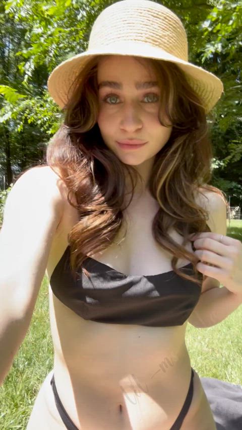 Little titties under a sun hat