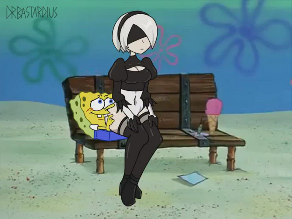 2B and Spongebob on Date! (chloeangelva, drbastardius) [Spongebob squarepants, Nier Automata]