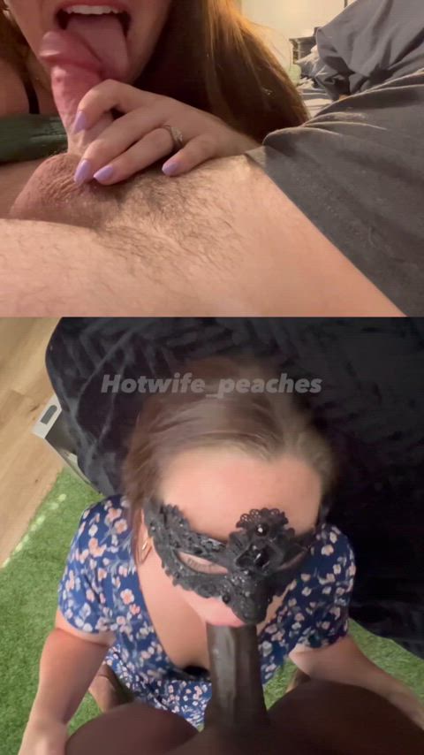 A comparison between my husband and this well hung guy. It's easy to see why he prefers to watch me with other men. I can easily deep throat him while the other guy.. not so much.