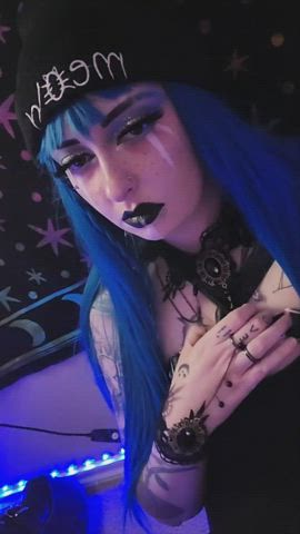 Alt Blue Boobs Flashing Goth Puffy Solo Strip Striptease Porn GIF by kittens_playpen