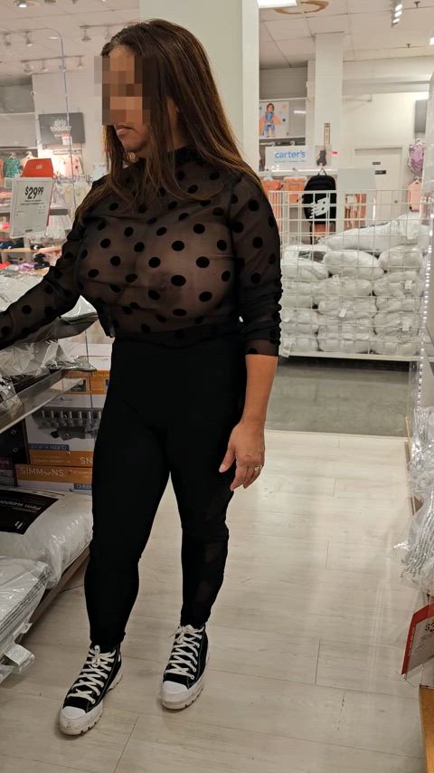 My HUGE Desi titties in SHEER while shopping