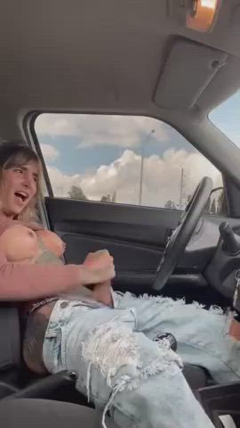 TS Jerking off in Car 