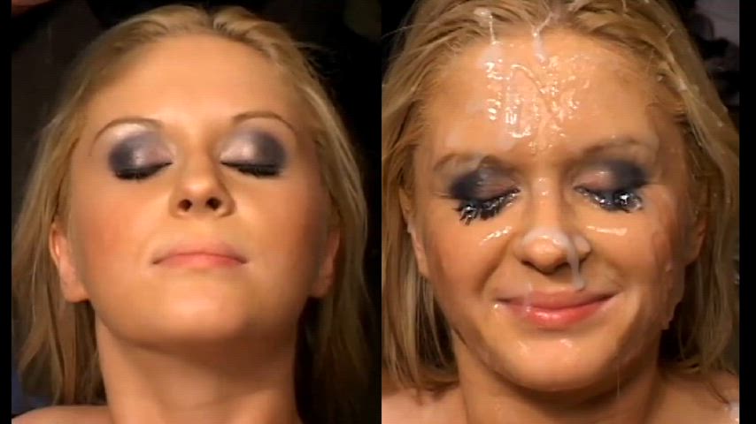 Blonde gets her eyelashes and makeup ruined