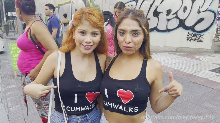 Bukkake Cumwalk!! - Marina Gold & Michi Sky