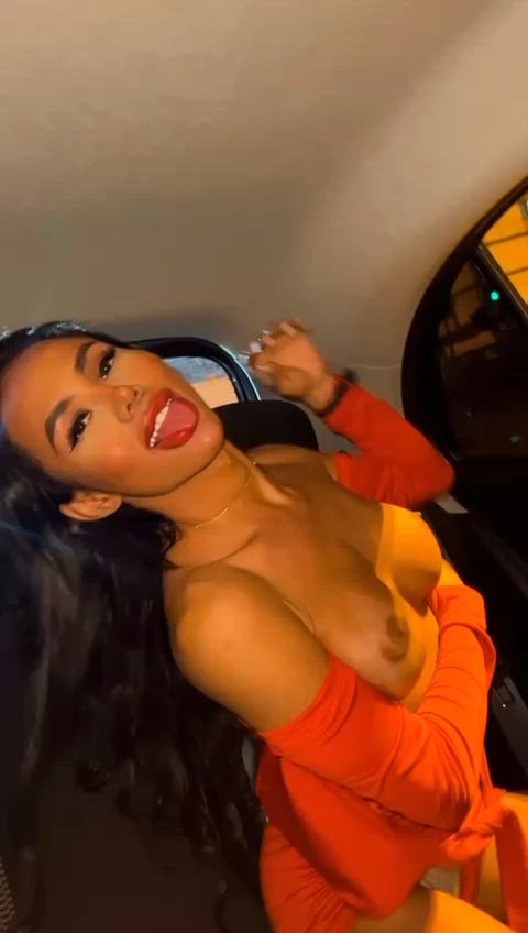 Tgirl Going Wild In Taxi